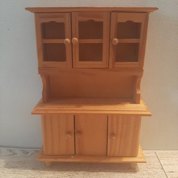 6" Tall Unfinished Wooden Buffet for Dollhouse Dining Room Cabinet Cupboard - Picture 2 of 8